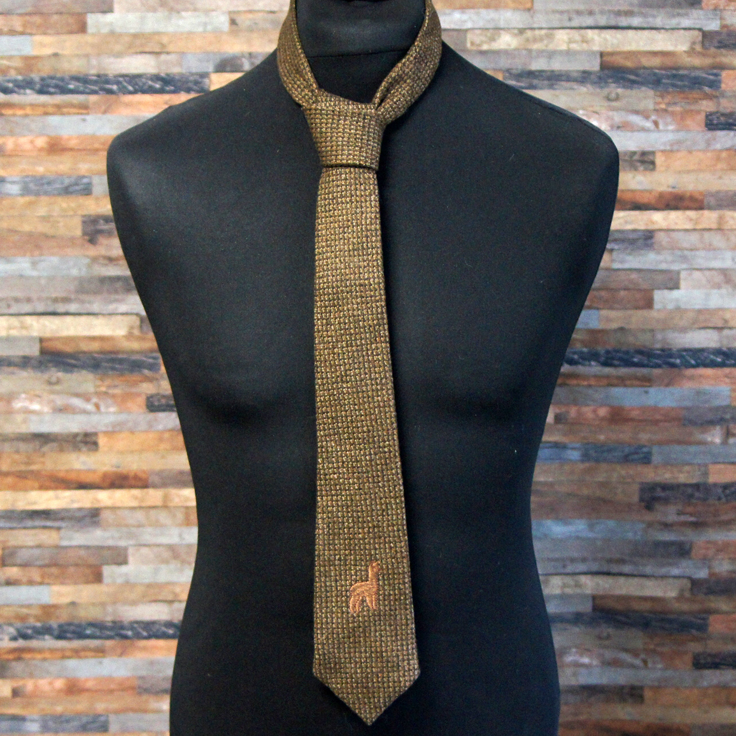 Krawatte/tie ALPAKA mit Stickerei/with embroidery, Farbe/colour: braun/brown