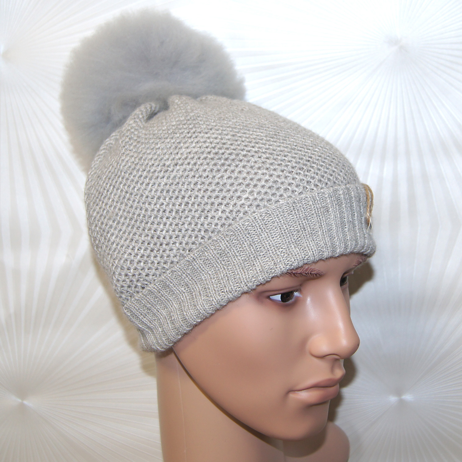 Mütze/hat PARIS mit/with Premium-Fellbommel/fur pompom, Farbe/colour: braun/brown eco